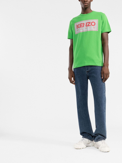 Shop Kenzo Logo Cotton T-shirt In Green