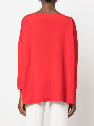 Shop Daniela Gregis Boat Neck Wool Sweater In Red