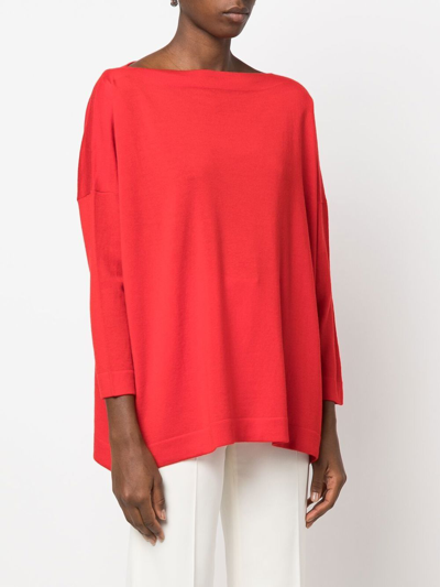 Shop Daniela Gregis Boat Neck Wool Sweater In Red