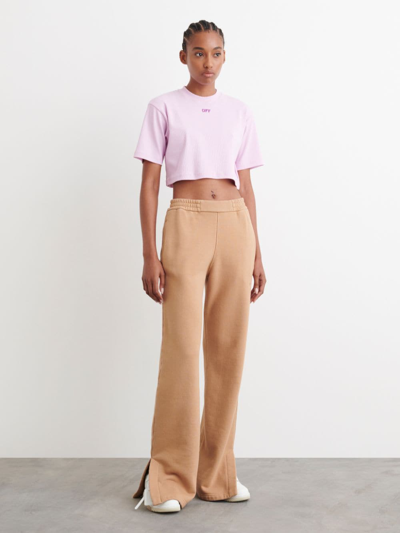 Shop Off-white Cropped Cotton T-shirt In Violet
