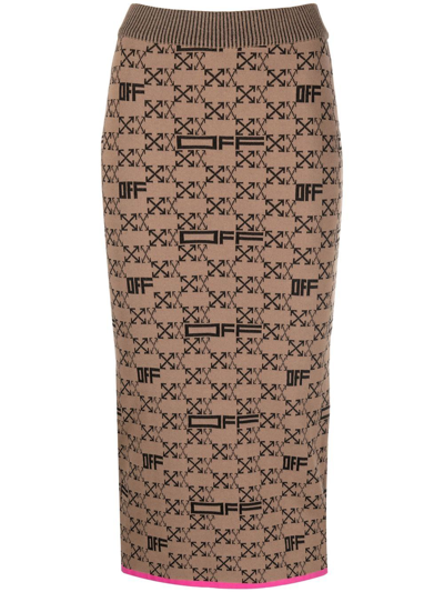 Shop Off-white Monogram Skirt In Brown