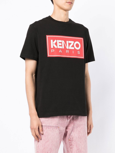 Shop Kenzo Logo Cotton T-shirt In Black