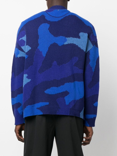 Shop Valentino Cardigan With Embroidery In Blue