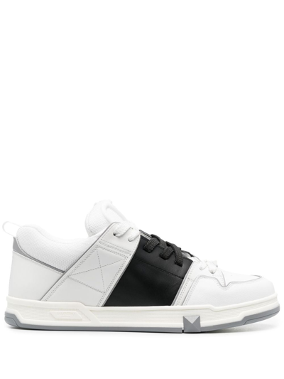 Shop Valentino Open Skate Leather Sneakers In White