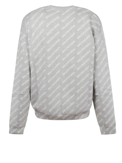 Shop Balenciaga Crew Neck Sweater With Logo In Grey