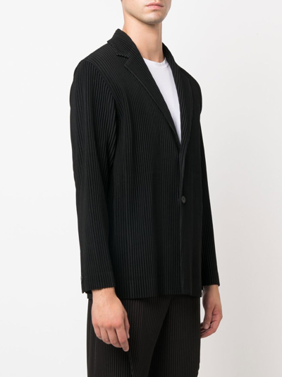 Shop Issey Miyake Single-breasted Pleated Jacket In Black