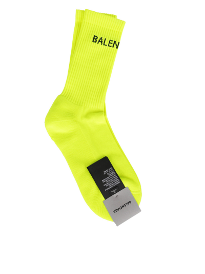 Shop Balenciaga Socks With Logo In Yellow