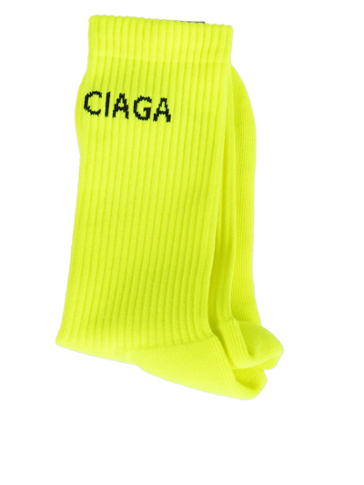 Shop Balenciaga Socks With Logo In Yellow