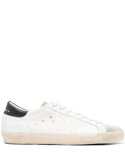 Shop Golden Goose Super-star Leather Sneakers In White