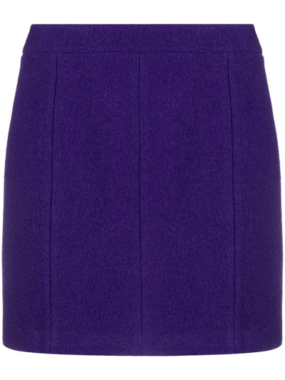 Shop Golden Goose Boucle' Wool Mini Skirt In Violet