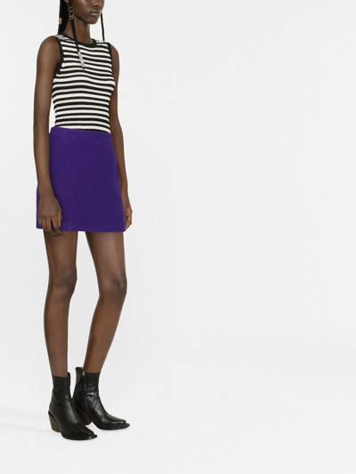 Shop Golden Goose Boucle' Wool Mini Skirt In Violet