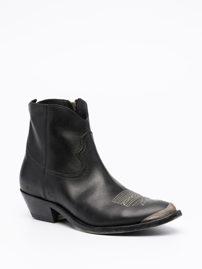 Shop Golden Goose Leather Texan Ankle Boots