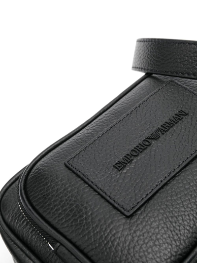 Shop Emporio Armani Leather Messenger Bag