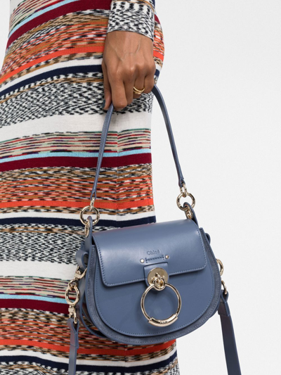 Shop Chloé Tess Small Leather Crossbody Bag In Blue