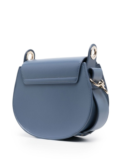 Shop Chloé Tess Small Leather Crossbody Bag In Blue
