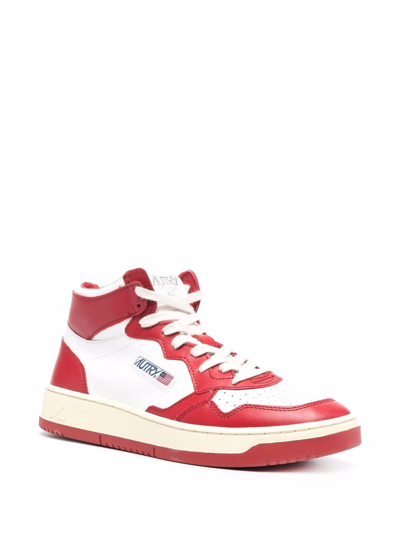 Shop Autry Medalist Mid Leather Sneakers In Red