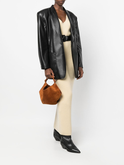 Shop Khaite Lotus Mini Leather Handbag In Brown