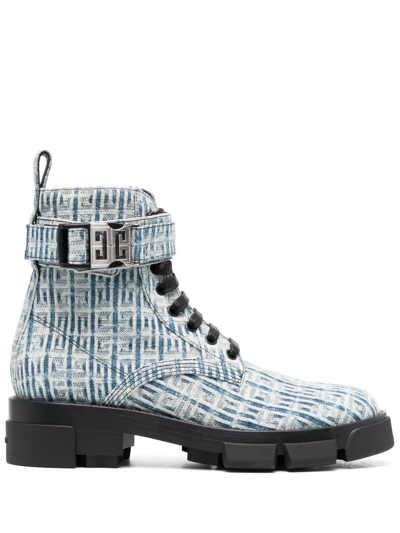 Shop Givenchy Logo Printed Ankle Boot In Blue