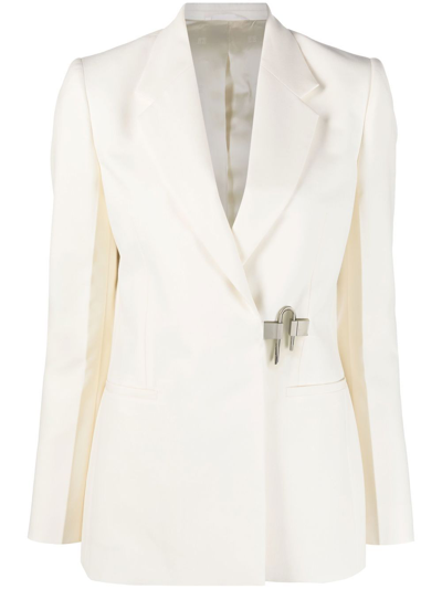 Shop Givenchy Single-breasted Wool Blazer Jacket In White