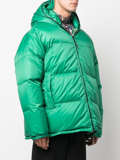 Shop Marni Padded Hooded Down Jacket In Green