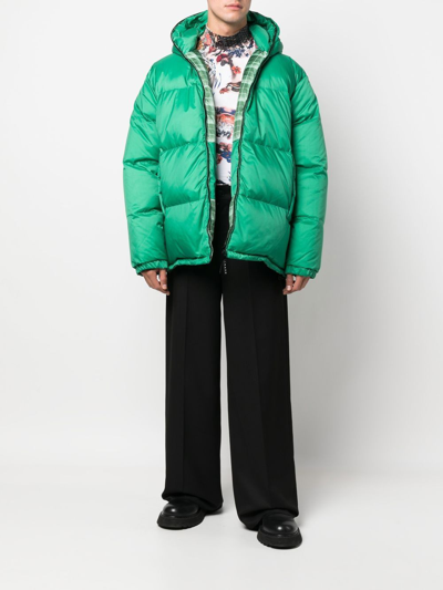 Marni Reversible Padded Hooded Coat In Green