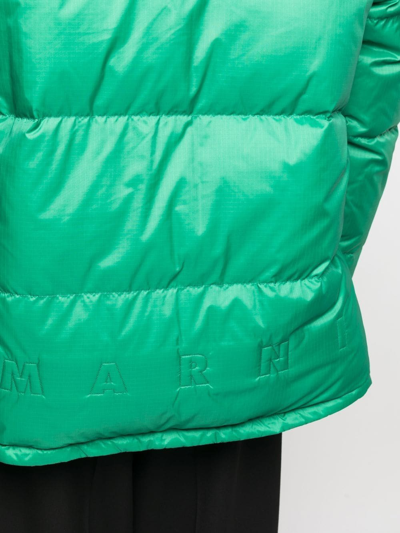 Shop Marni Padded Hooded Down Jacket In Green