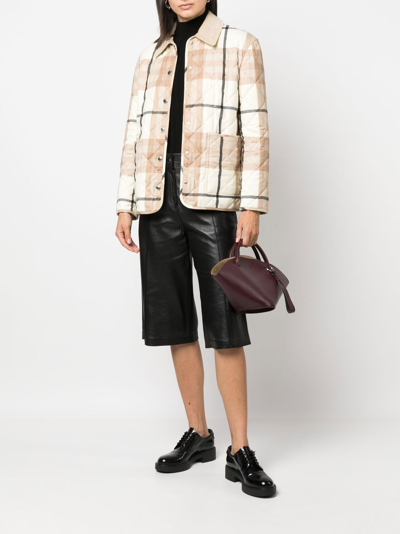 Shop Burberry Checked Wool Jacket In Beige