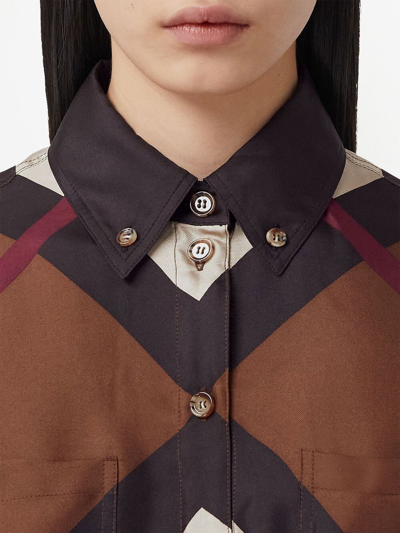 Shop Burberry Check Motif Shirt In Brown