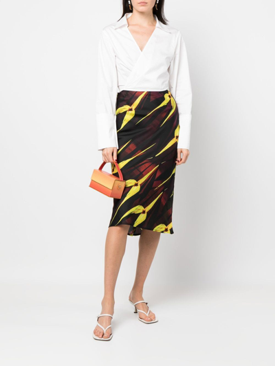Shop Louisa Ballou Printed Cotton Blend Silk Midi Skirt