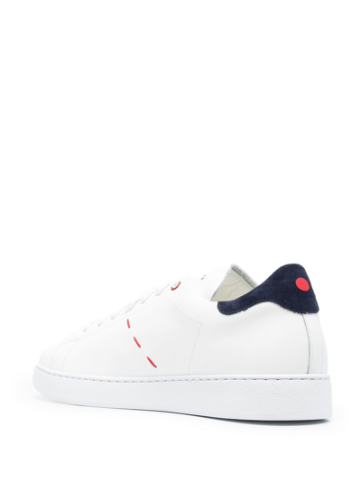 Shop Kiton Leather Sneakers In Blue