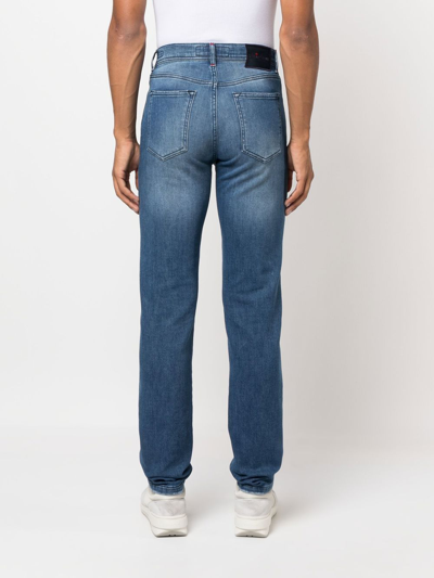Shop Kiton Stretch Cotton Slim Fit Jeans In Blue