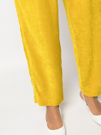 Shop Forte Forte High Waist Fluid Velvet Trousers In Yellow