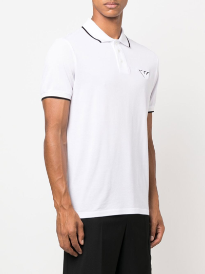 Shop Emporio Armani Logo Cotton Polo Shirt In White