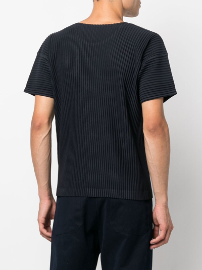 Shop Issey Miyake Pleated T-shirt In Blue