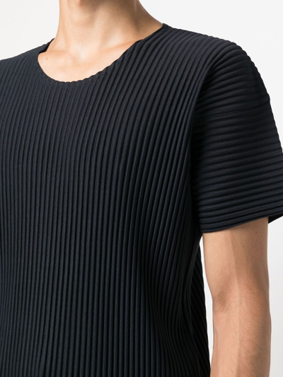 Shop Issey Miyake Pleated T-shirt In Blue