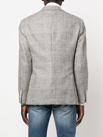 Shop Brunello Cucinelli Prince De Galles Single-breasted Jacket In Grey