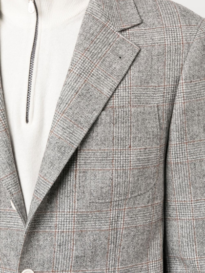 Shop Brunello Cucinelli Prince De Galles Single-breasted Jacket In Grey