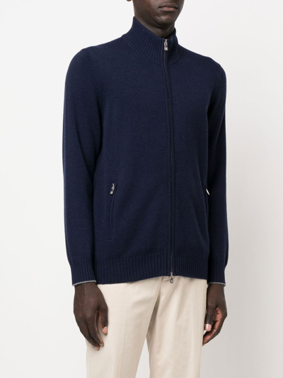 Shop Brunello Cucinelli Cashmere Full-zip Cardigan In Blue