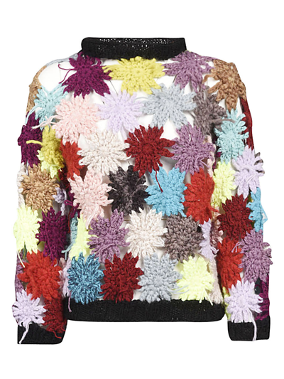 Shop Cavia Hand Made Crochet Flowers Sweater In Multicolor
