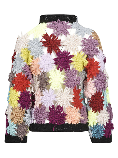 Shop Cavia Hand Made Crochet Flowers Sweater In Multicolor