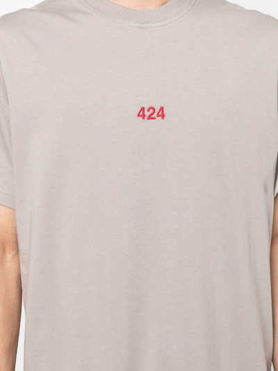 Shop 424 Logo Cotton T-shirt In Grey