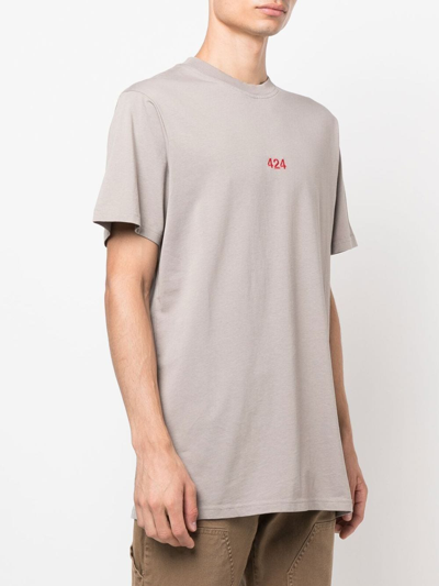 Shop 424 Logo Cotton T-shirt In Grey