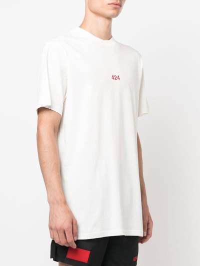 Shop 424 Logo Cotton T-shirt In White