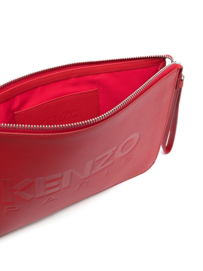 Shop Kenzo Leather Pouch In Red