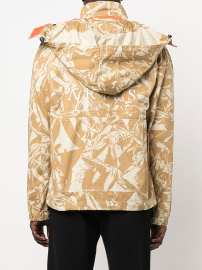 Shop Aries Camou Print Cotton Jacket In Beige