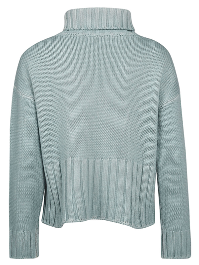 Shop Base Wool Blend Cashmere High Neck Sweater In Green