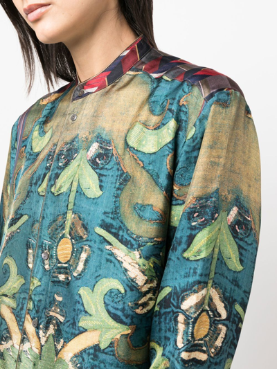 Shop Pierre-louis Mascia Printed Silk Shirit In Multicolor