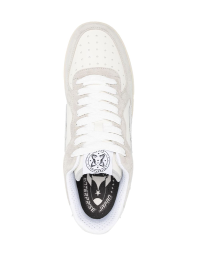 Shop Enterprise Japan Logo Leather Sneakers In Silver