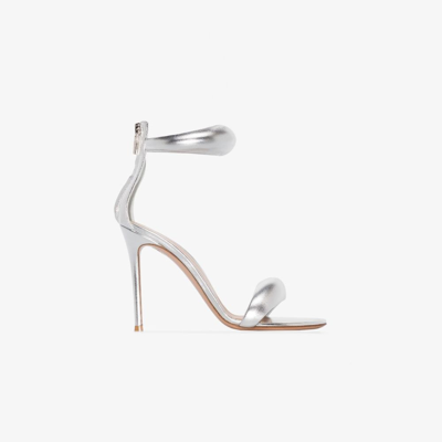 Shop Gianvito Rossi Bijoux Leather Heel Sandals In Silver
