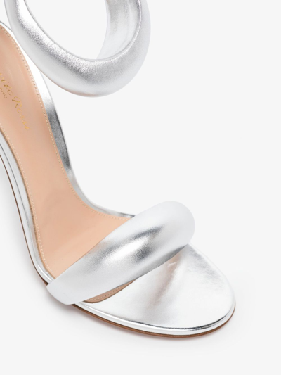 Shop Gianvito Rossi Bijoux Leather Heel Sandals In Silver